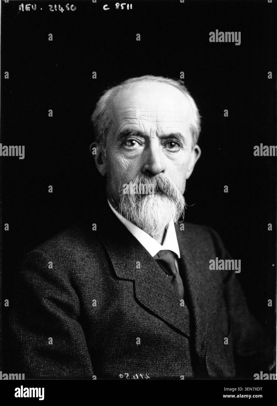 Louis Lépine appears as Prefect of Police in a 1912 press photograph produced by Agence Meurisse. The portrait records the French police official and reflects contemporary press coverage of public administration figures. Stock Photo