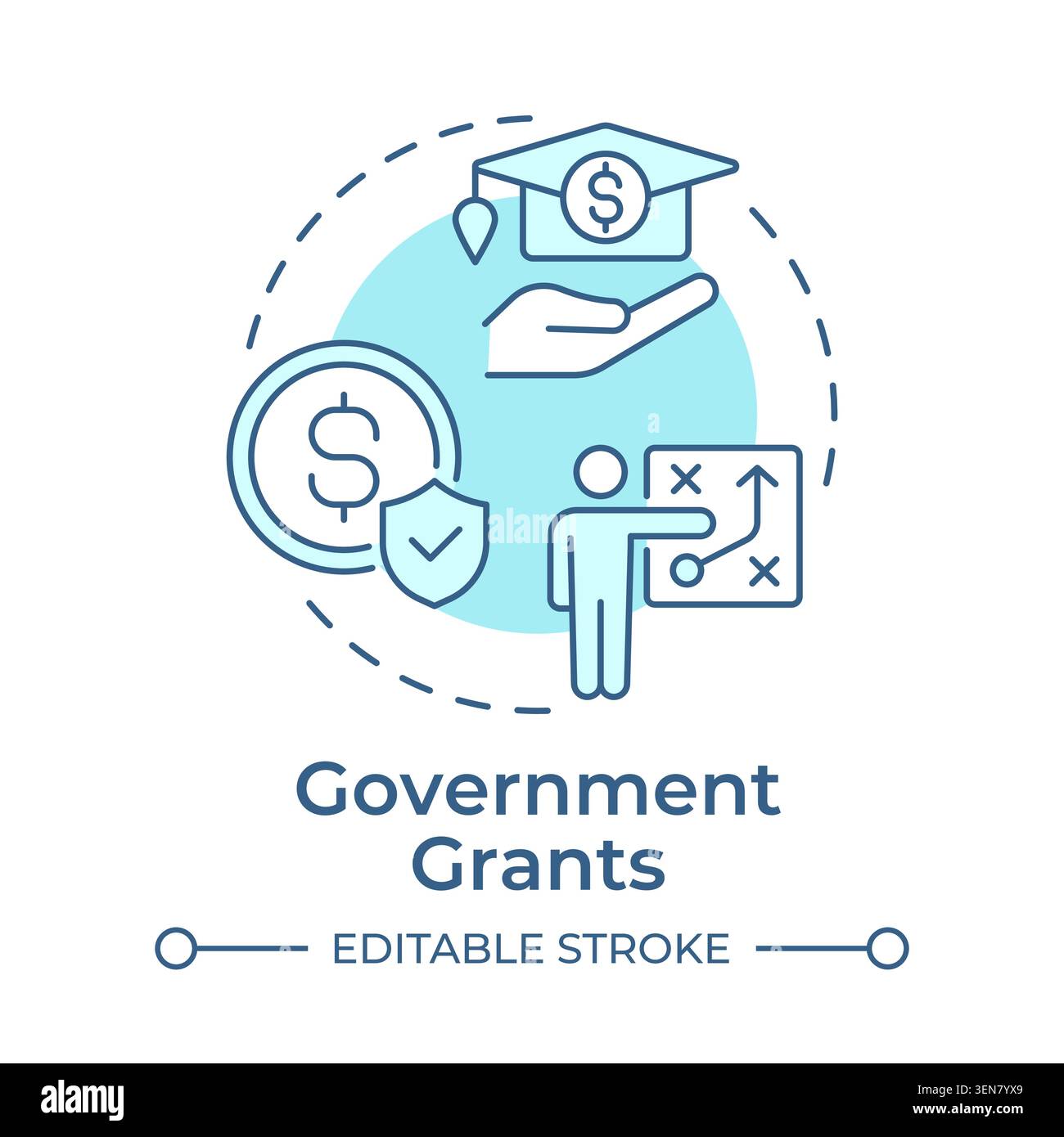Government grants soft blue concept icon Stock Vector