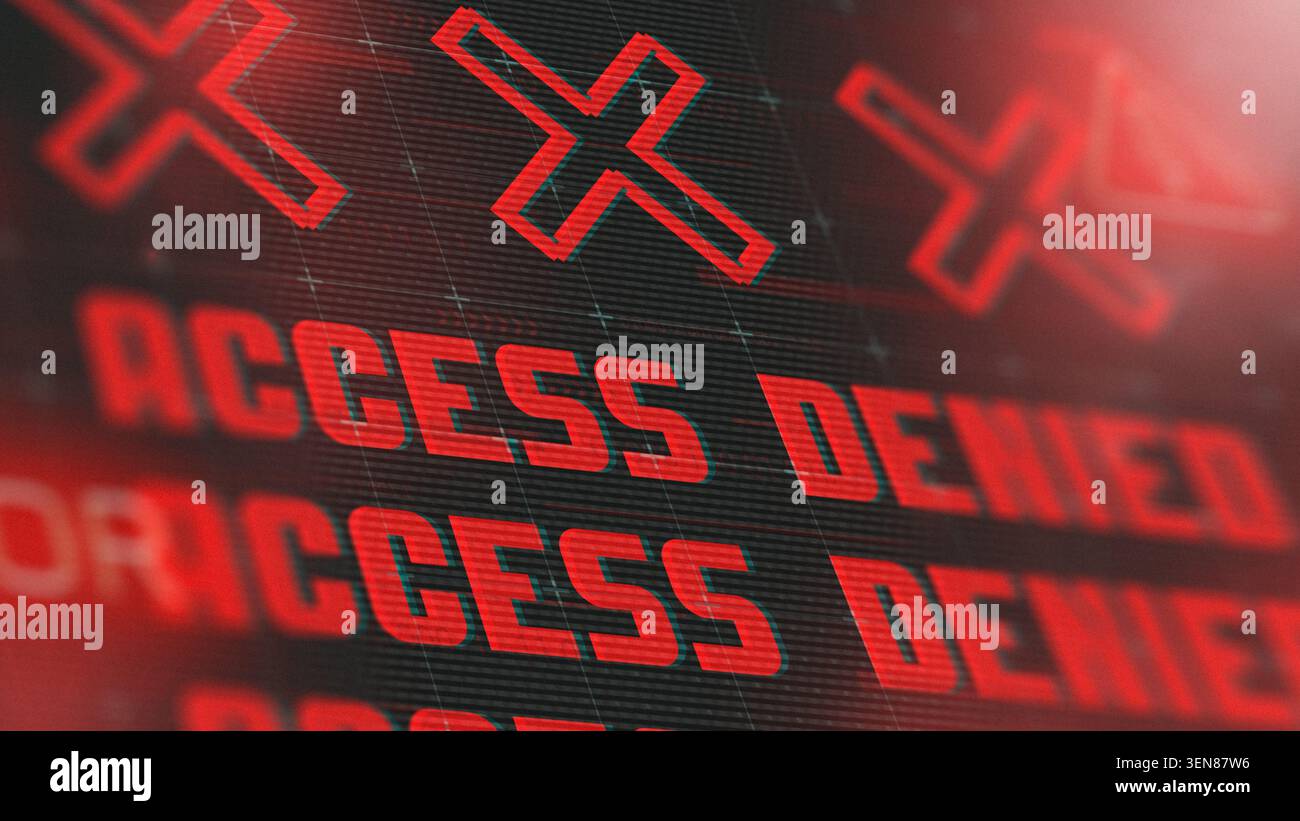 Access denied message displayed on a digital screen in a trading environment Stock Photo