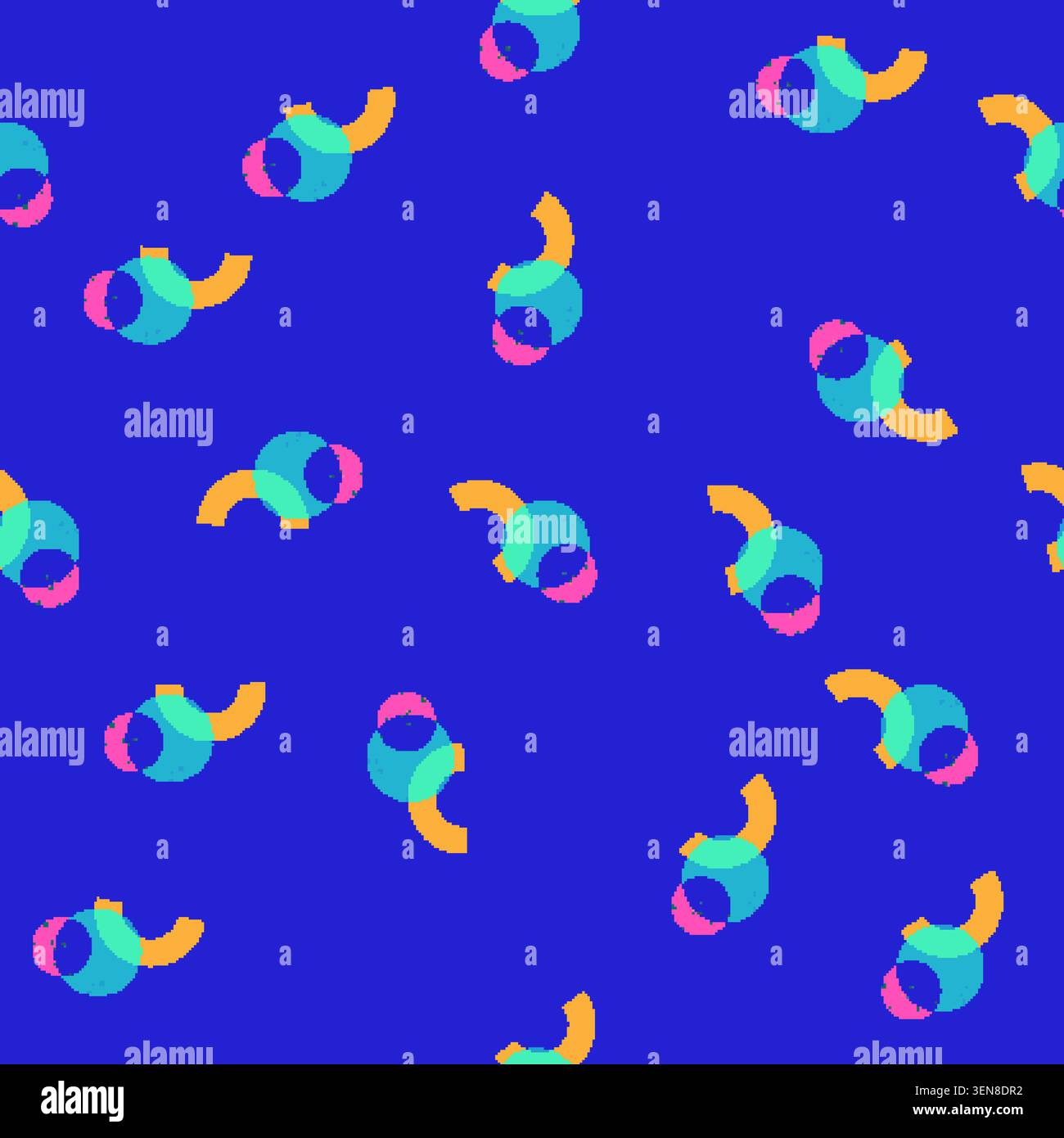 seamless pattern art risograph effect cartoon. graphic color, layer ink, screen halftone art risograph effect sign vector Stock Vector