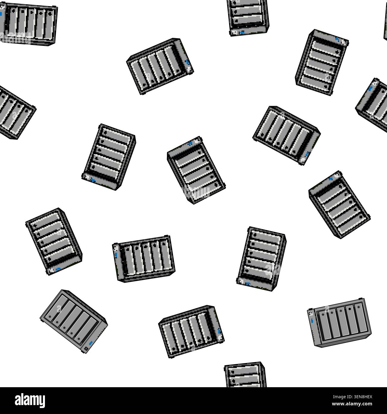 pattern Network attached storage server providing centralized data storage, backup, and file sharing solutions for home, small office, and business en Stock Vector