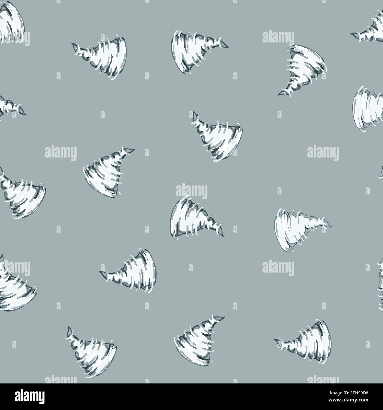 seamless pattern funnel tornado cartoon. disaster destruction, cloud thunderstorm, clouds wind funnel tornado sign vector Stock Vector