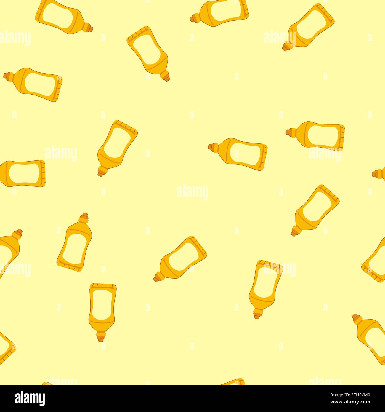 pattern squeeze mustard bottle cartoon. yellow plastic, cap label, spicy smooth squeeze mustard bottle sign. seamless vector illustration Stock Vector