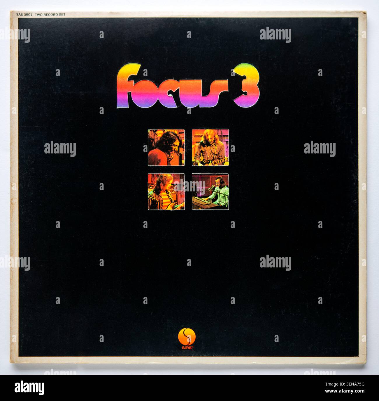 LP cover of Focus 3, the third studio album by Dutch rock band Focus, which was released in 1972 Stock Photo