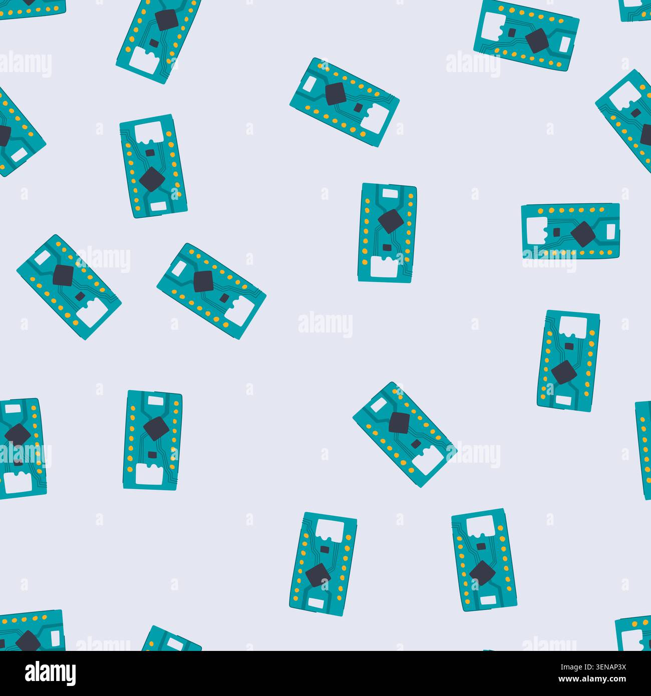 pattern microchip microcontroller cartoon. arduino abstract, pcb motherboard, science board microchip microcontroller sign. seamless vector illustrati Stock Vector