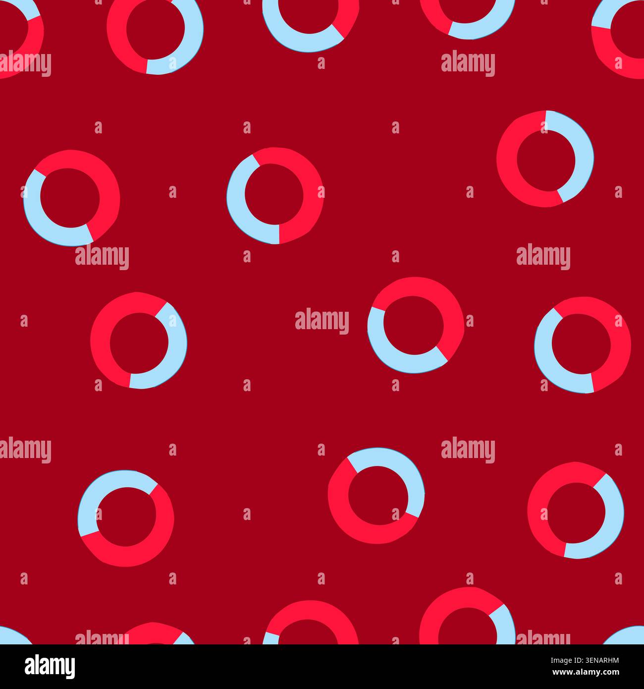 pattern donut chart visualizing data distribution and comparison, featuring a bold blue and red circular graphic representing information and financia Stock Vector