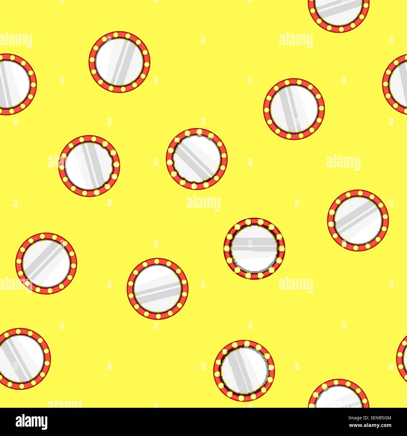 seamless pattern backstage makeup mirror frame cartoon. lamp banner, dressing room, artist retro backstage makeup mirror frame sign vector Stock Vector