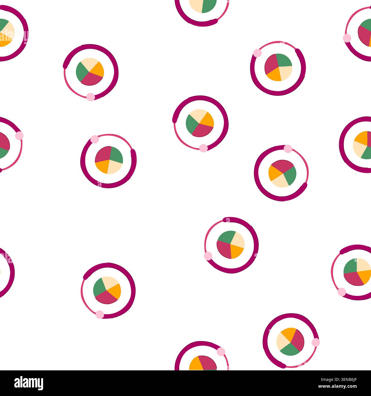 pattern stylized pie chart indicating data distribution and segmented progress bar tracking completion, representing business analysis, statistics, an Stock Vector