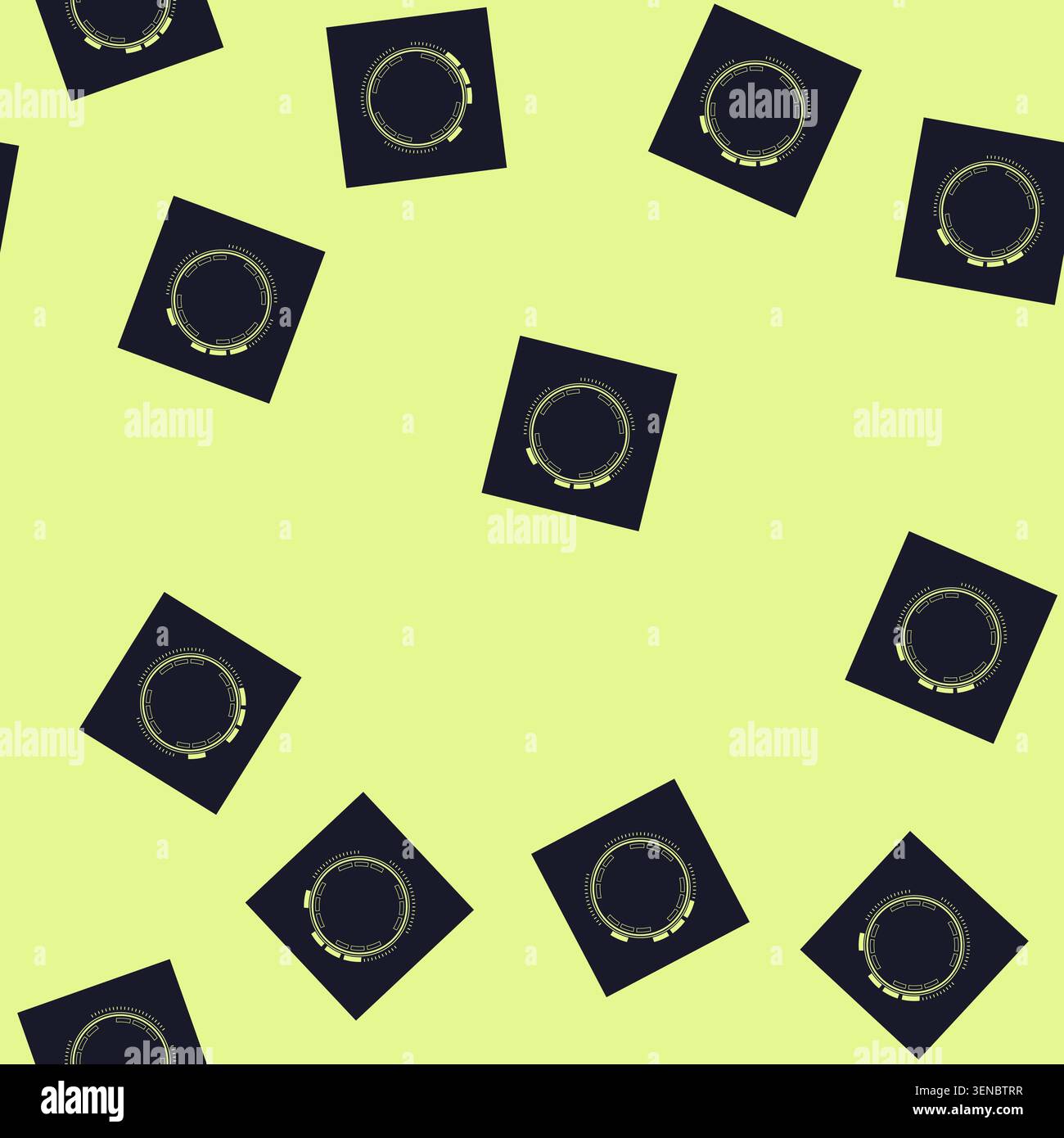seamless pattern data hud round frame cartoon. technology panel, graphic element, space ui data hud round frame sign vector Stock Vector