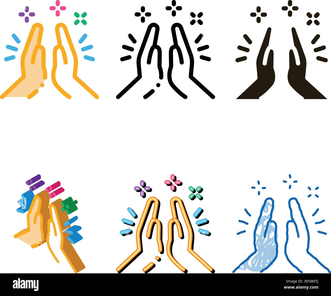 Hand Clapping Icon Vector. Outline Hand Clapping variants Sign. Isolated Contour Symbol Stock Vector