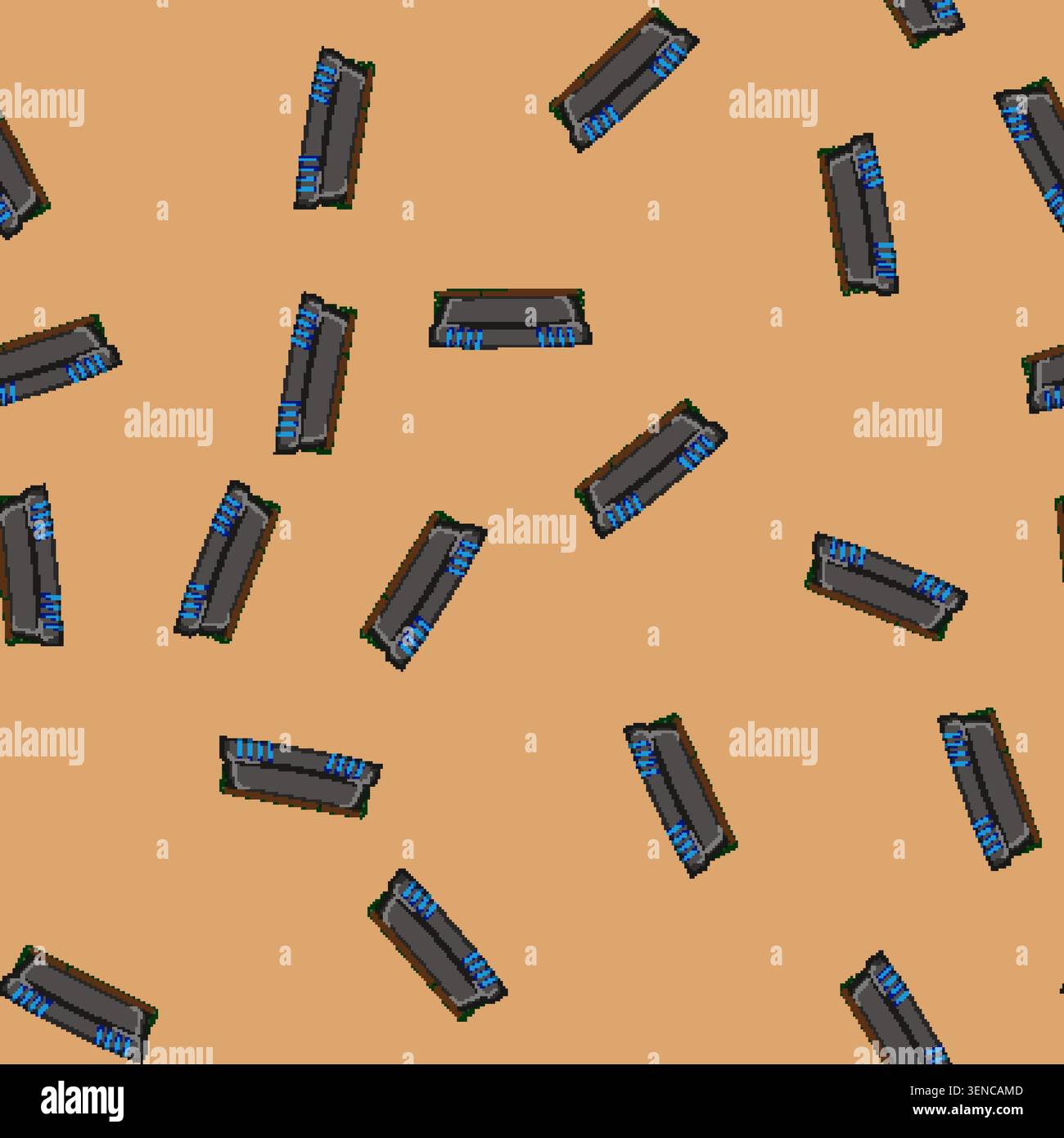 seamless pattern computer desktop memory cartoon. pc ram, access board computer desktop memory sign vector Stock Vector