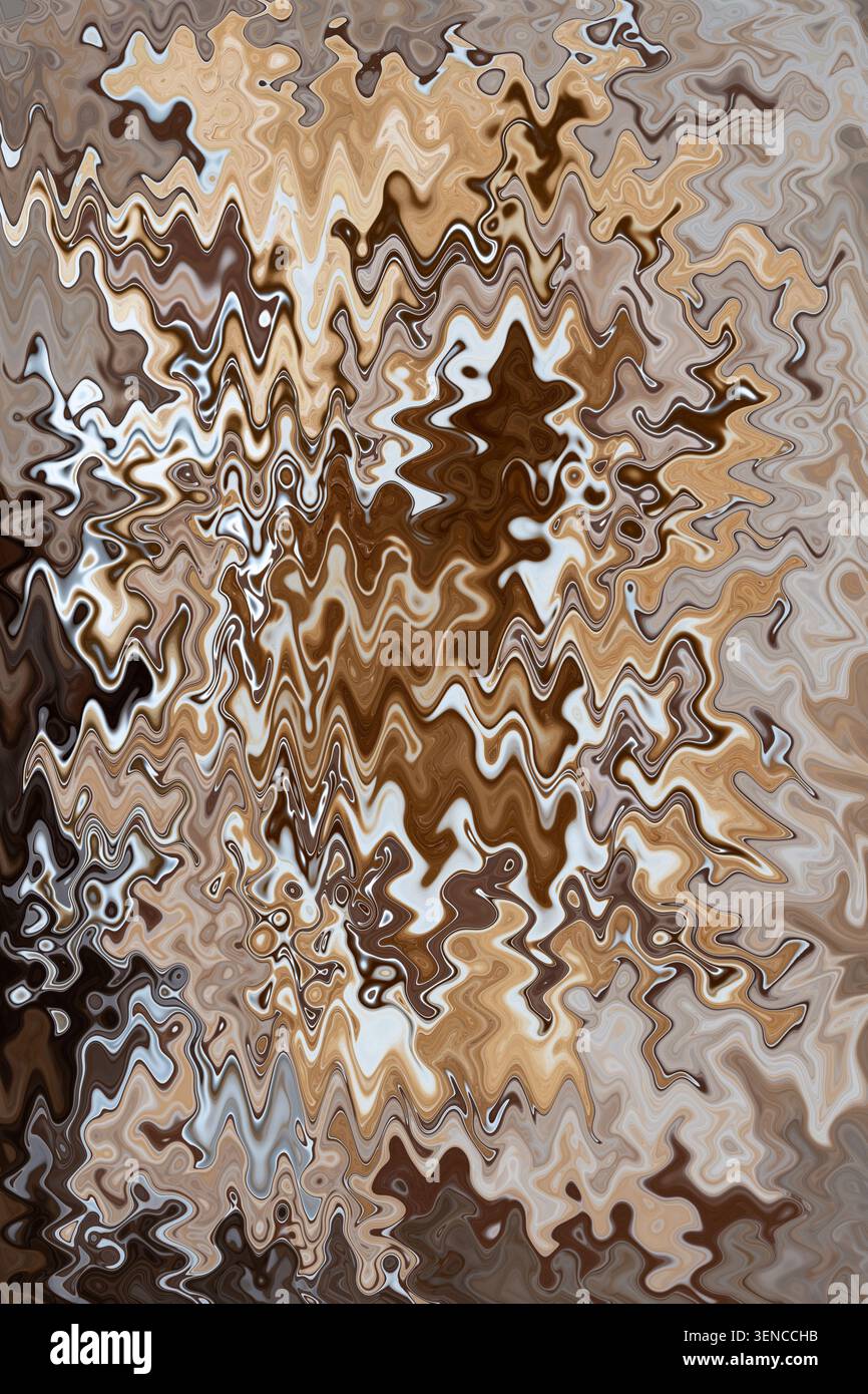Abstract fluid art background with swirling brown caramel beige and ...