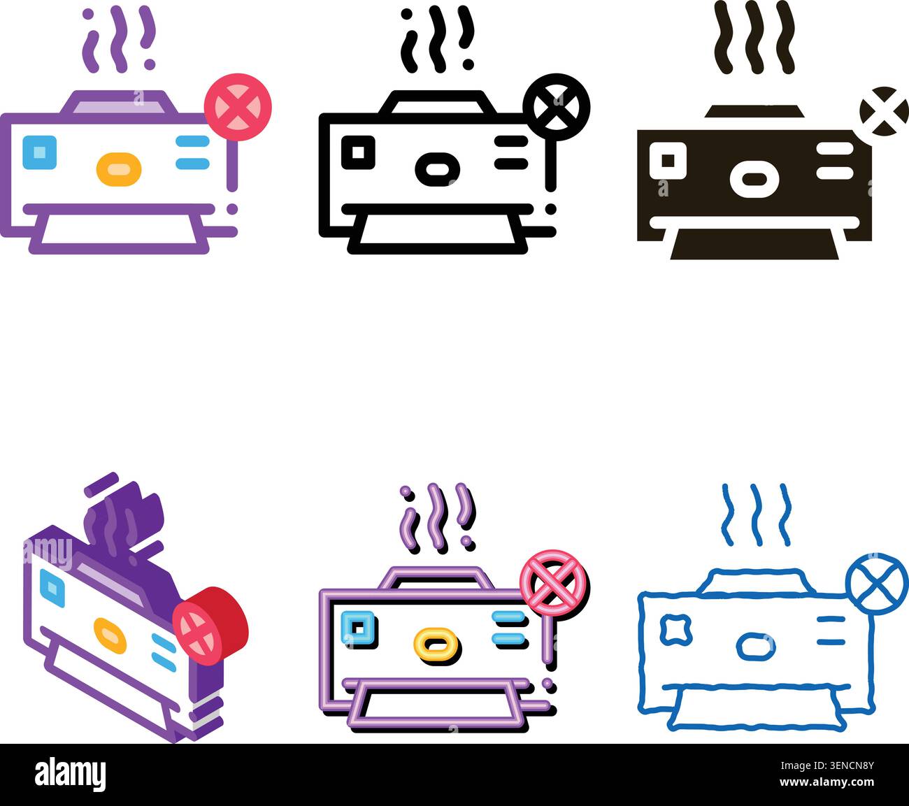 Broken Printer Icon Vector. range Outline Broken Printer Sign. Isolated Contour Symbol Stock Vector