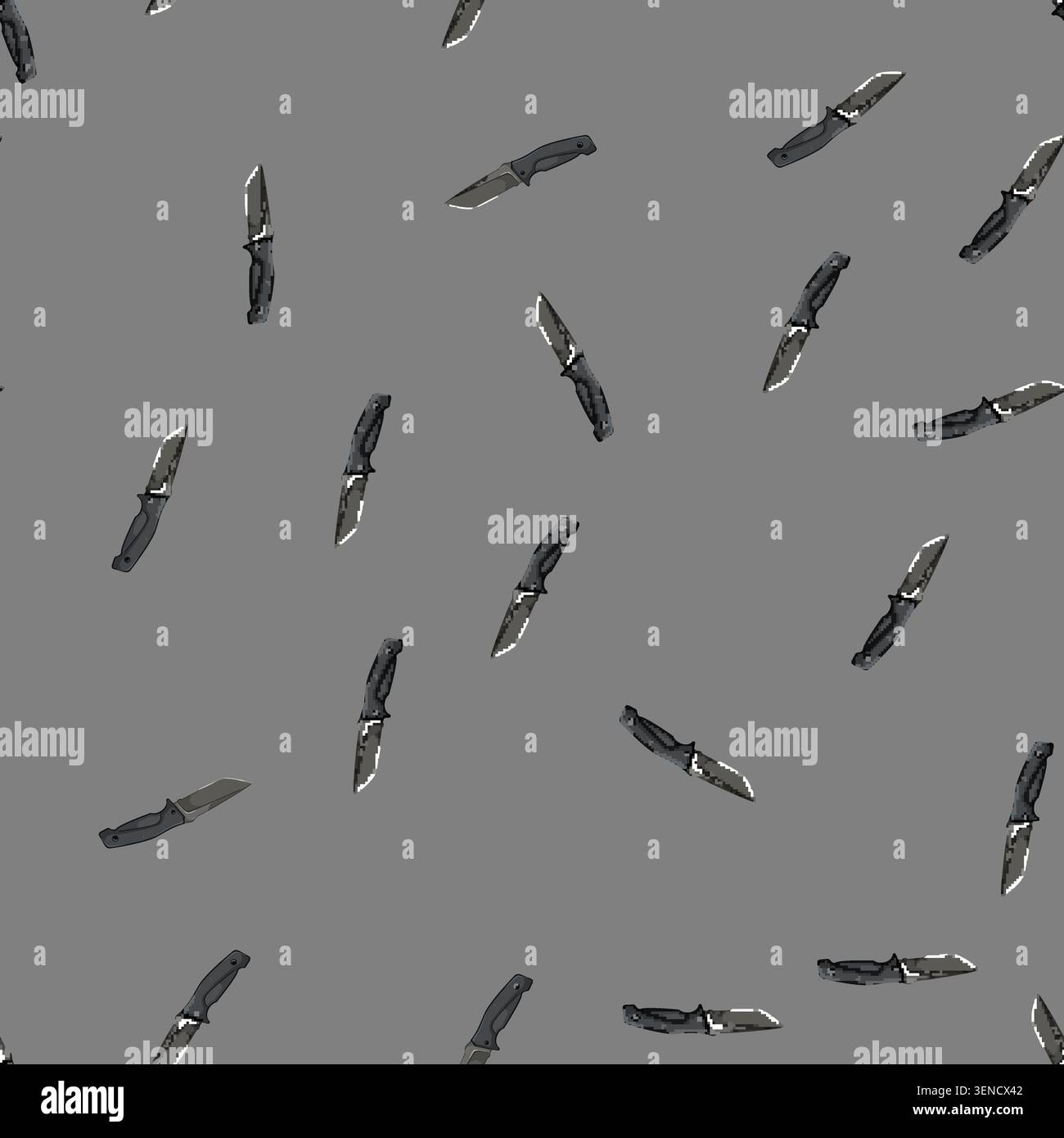 seamless pattern sharp military knife cartoon. sharp military knife sign vector Stock Vector