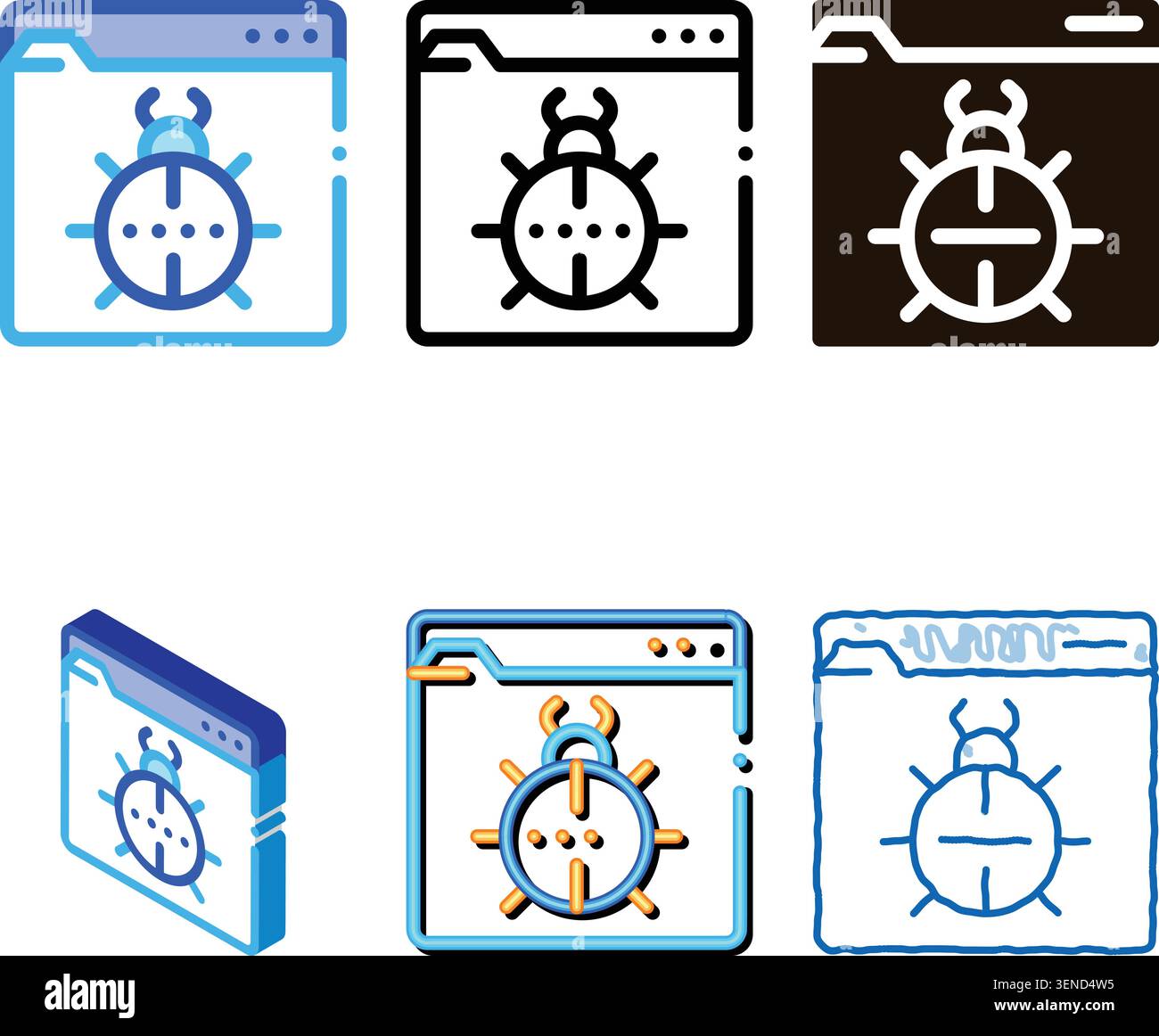 Beetle Bug Code Mistake Or Virus Vector Line Icon. Bug Coding System, Data Encryption Linear Pictogram. set Web Development, Languages, Script, Lookin Stock Vector