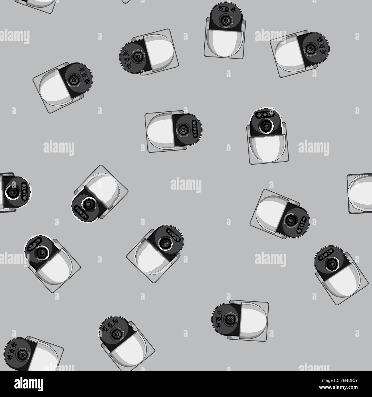 seamless pattern control ip camera cartoon. guard protection, security surveillance control ip camera sign vector Stock Vector