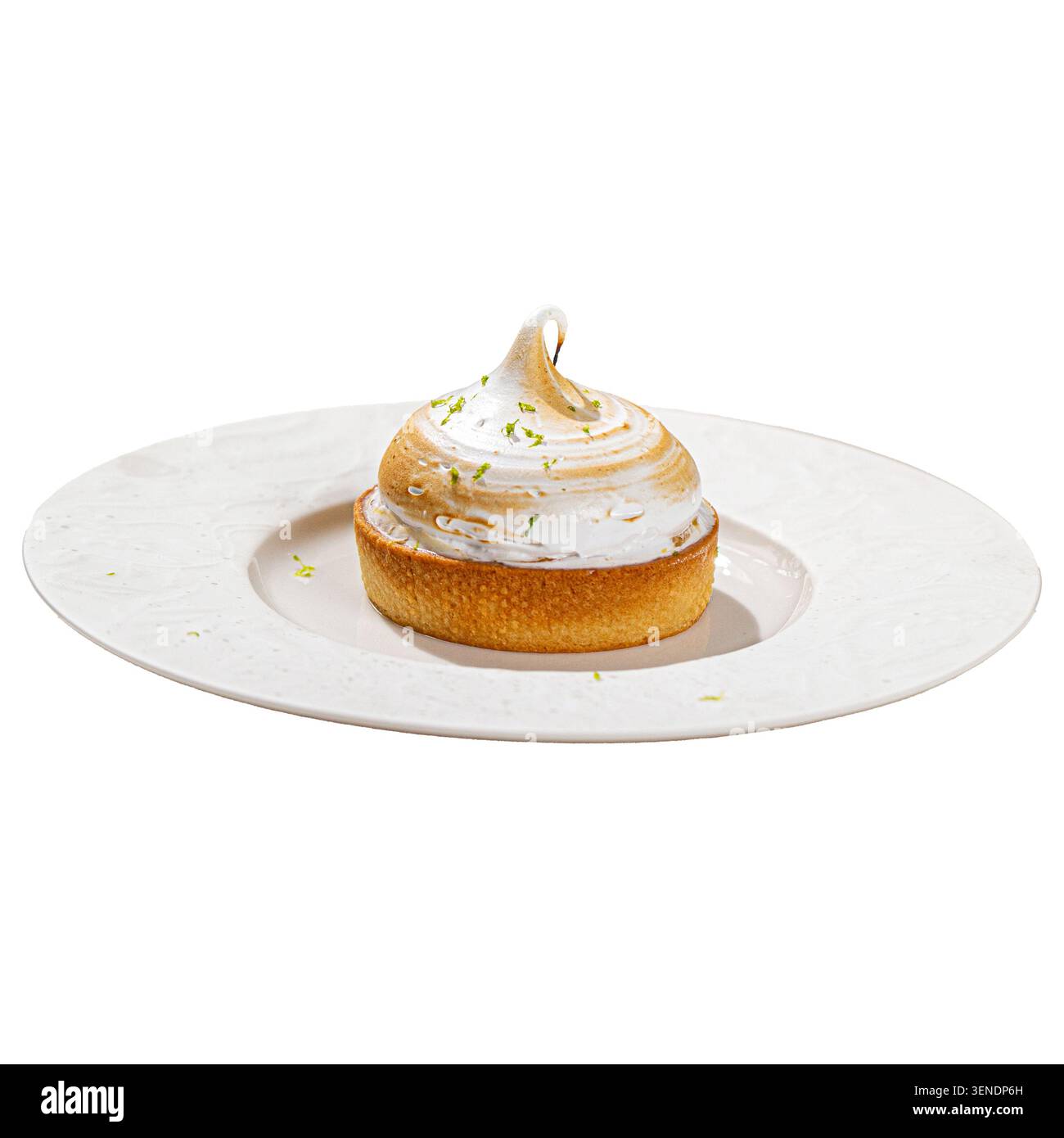 Lemon meringue tart isolated on white Stock Photo