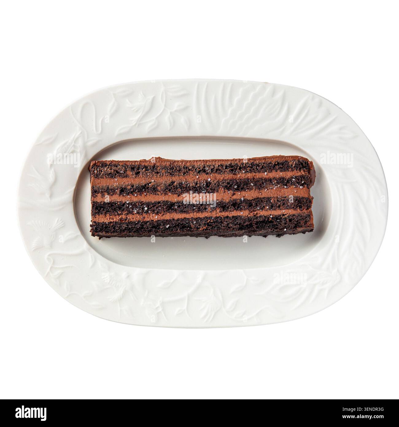 Chocolate layer cake slice isolated on white Stock Photo