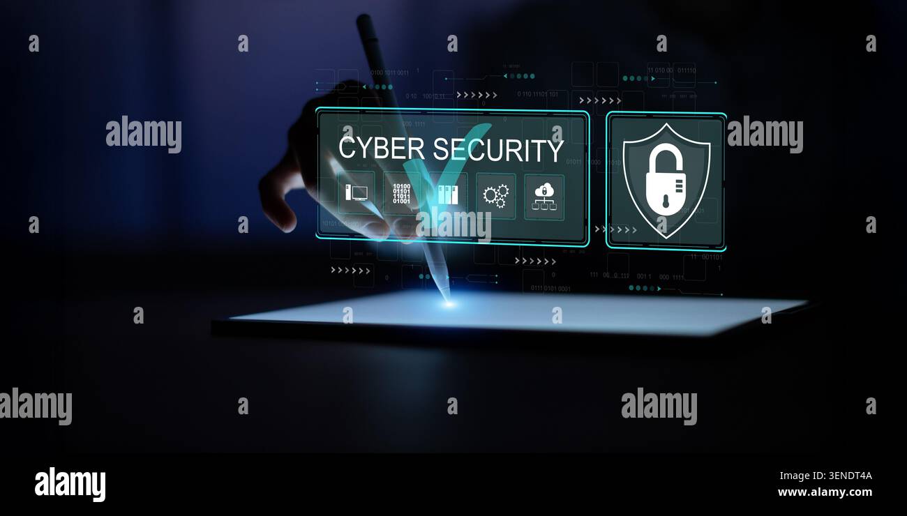 Cybersecurity risk management system for enterprise data protection and network security solutions Stock Photo