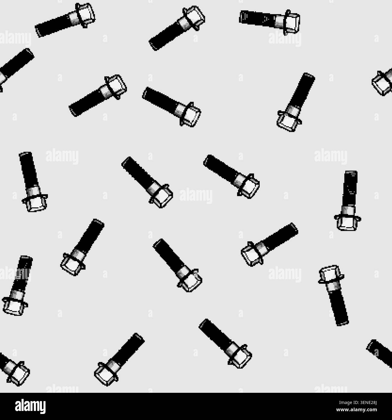 seamless pattern Industrial hex head bolt with an integrated flange providing secure mechanical fastening for various assembly, repair, and constructi Stock Vector