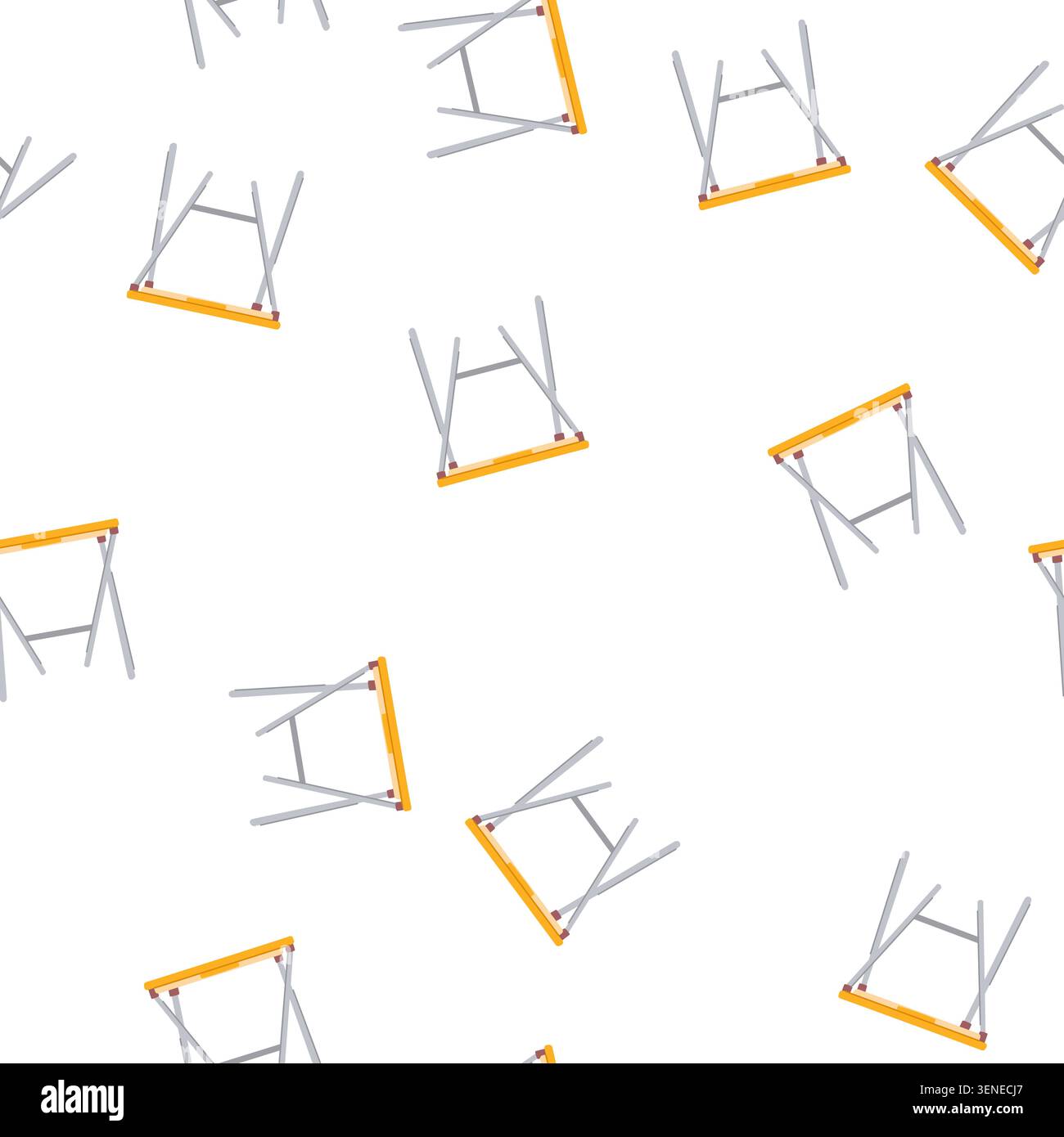 pattern empty folding table cartoon. single chair, foldable front empty folding table sign. seamless symbol vector illustration Stock Vector