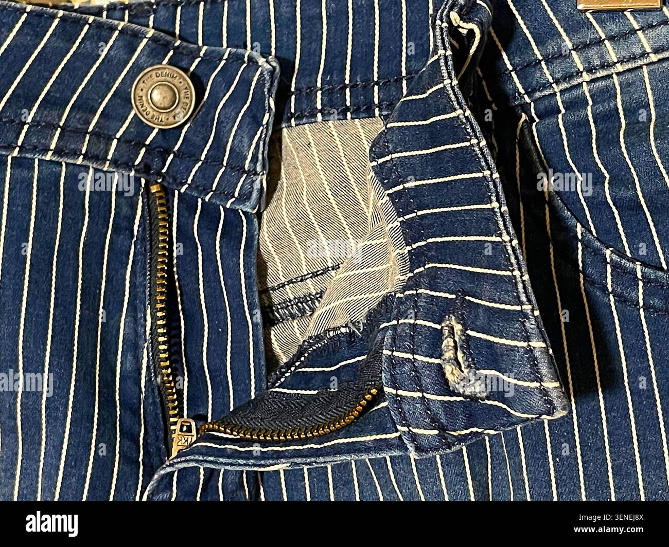 Jeans zip. Close view. Stock Photo