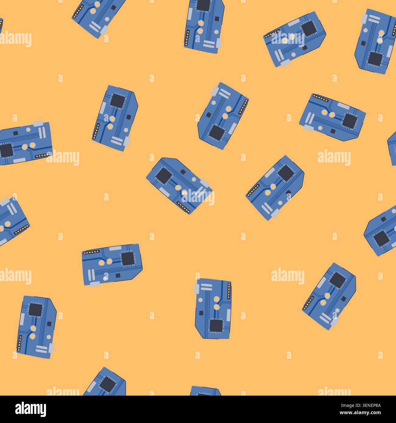pattern semiconductor microcontroller cartoon. processor microchip, arduino abstract, pcb motherboard semiconductor microcontroller sign. seamless vec Stock Vector