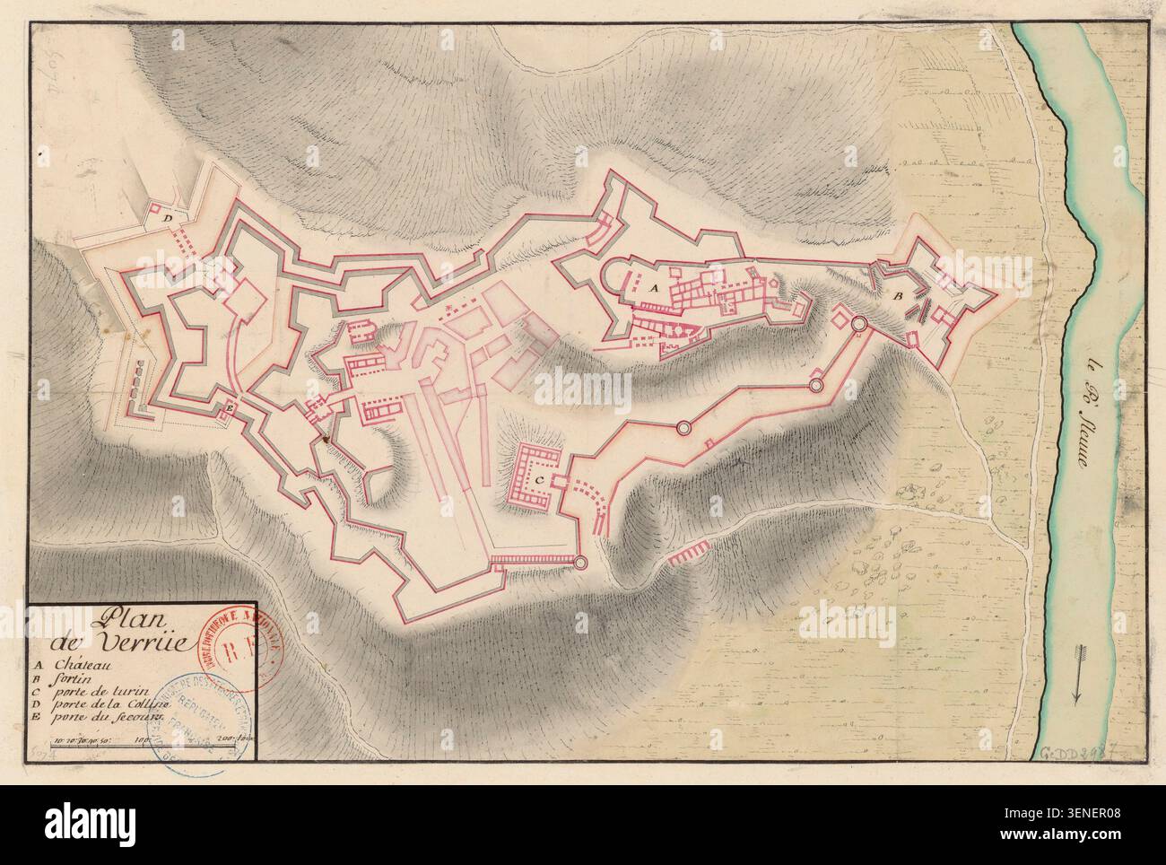 Manuscript map fortified places hi-res stock photography and images - Alamy