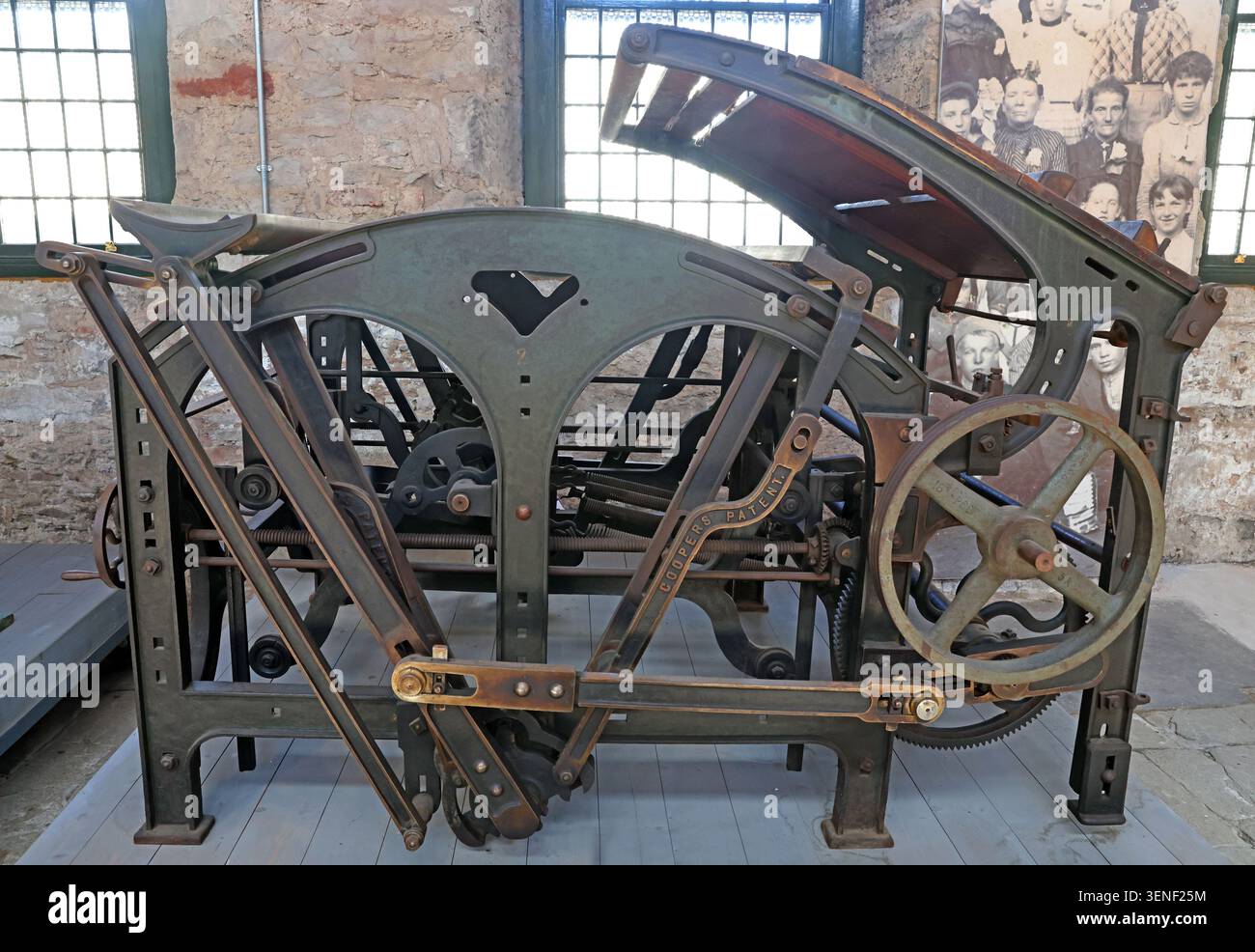 Jute lapping machine by J H Riley and Co of Bury displayed at Verdant Works Museum in Dundee, Scotland, UK. Stock Photo