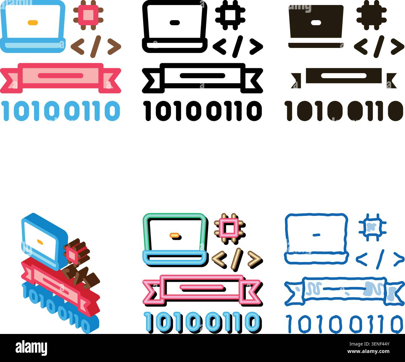 Computer Programming Graduation Icon Vector. Outline range Computer Programming Graduation Sign. Isolated Contour Symbol Stock Vector