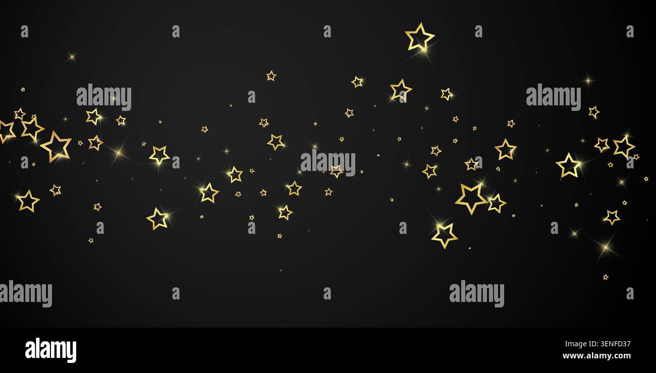 Christmas stars vector overlay. Magic stars luxury sparkling confetti. Christmas spirit. Festive stars vector illustration on black background. Stock Vector