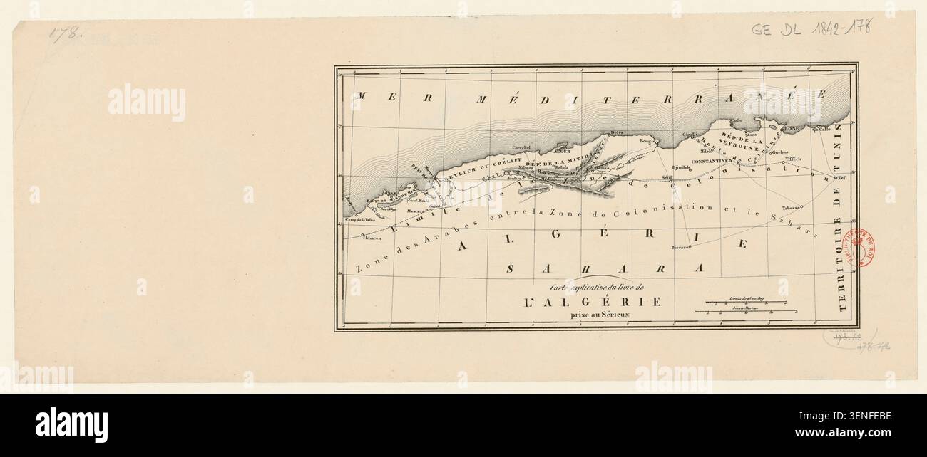 Explanatory Map 1842 engraved map north africa region hi-res stock photography and ...