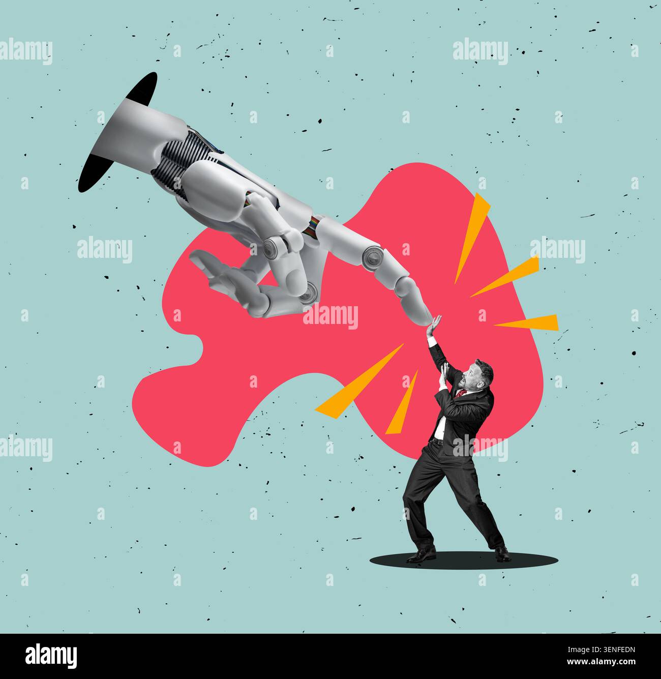 People fear AI robots. Artificial intelligence concept for businesses. Stock Photo