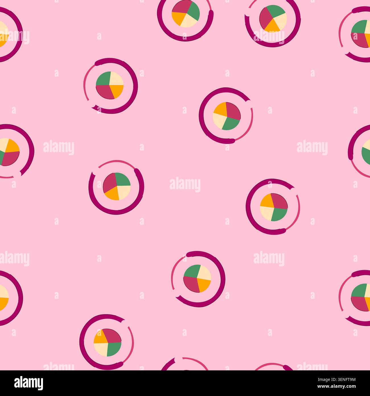 pattern stylized pie chart indicating data distribution and segmented progress bar tracking completion, representing business analysis, statistics, an Stock Vector