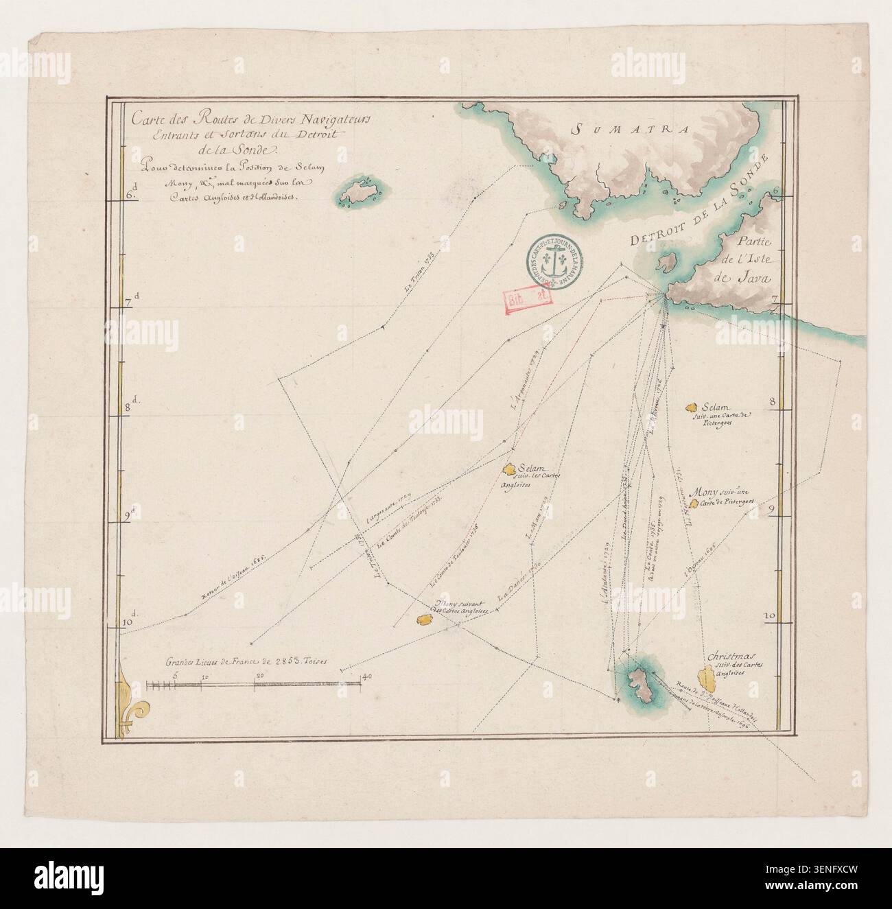 1736 manuscript sea chart hi-res stock photography and images - Alamy