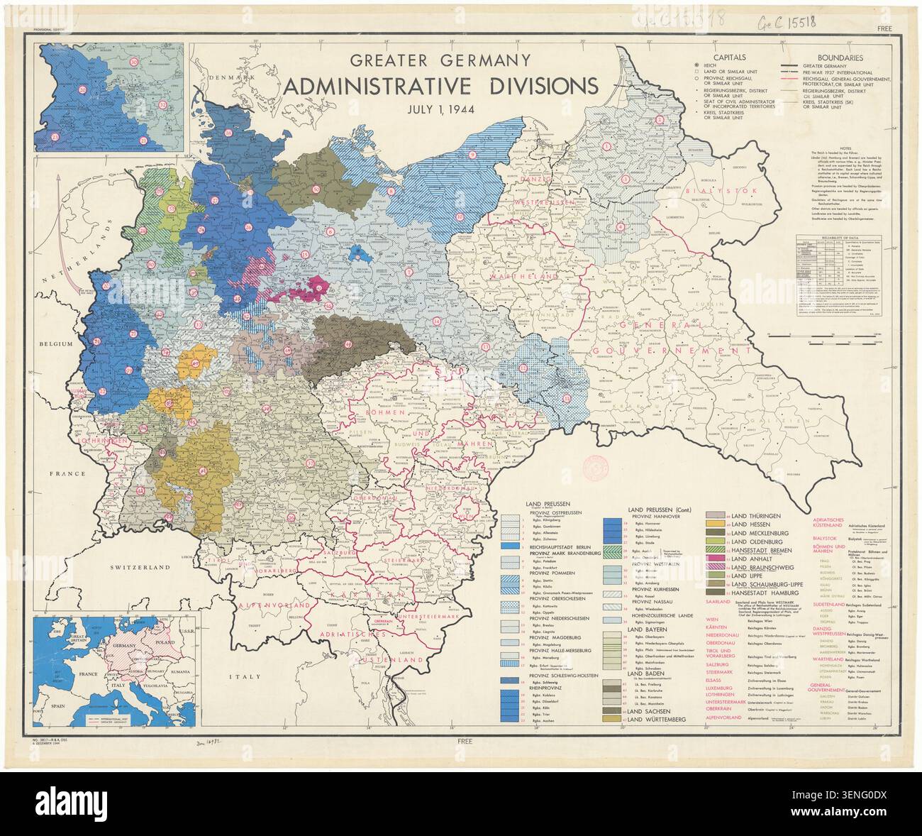 This engraved map records the administrative divisions of Greater ...