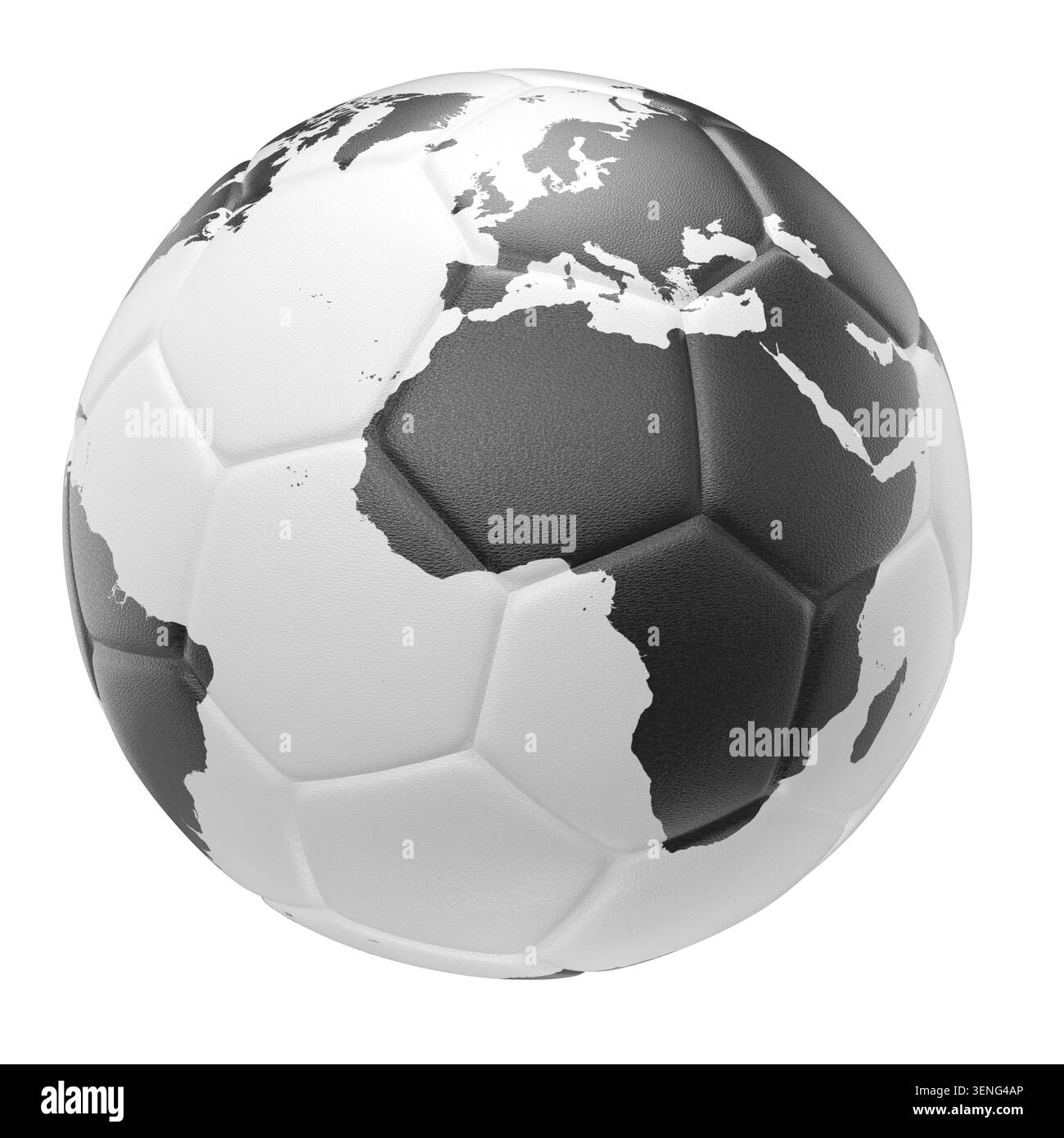 World map on a classic soccer bal 3d Stock Photo