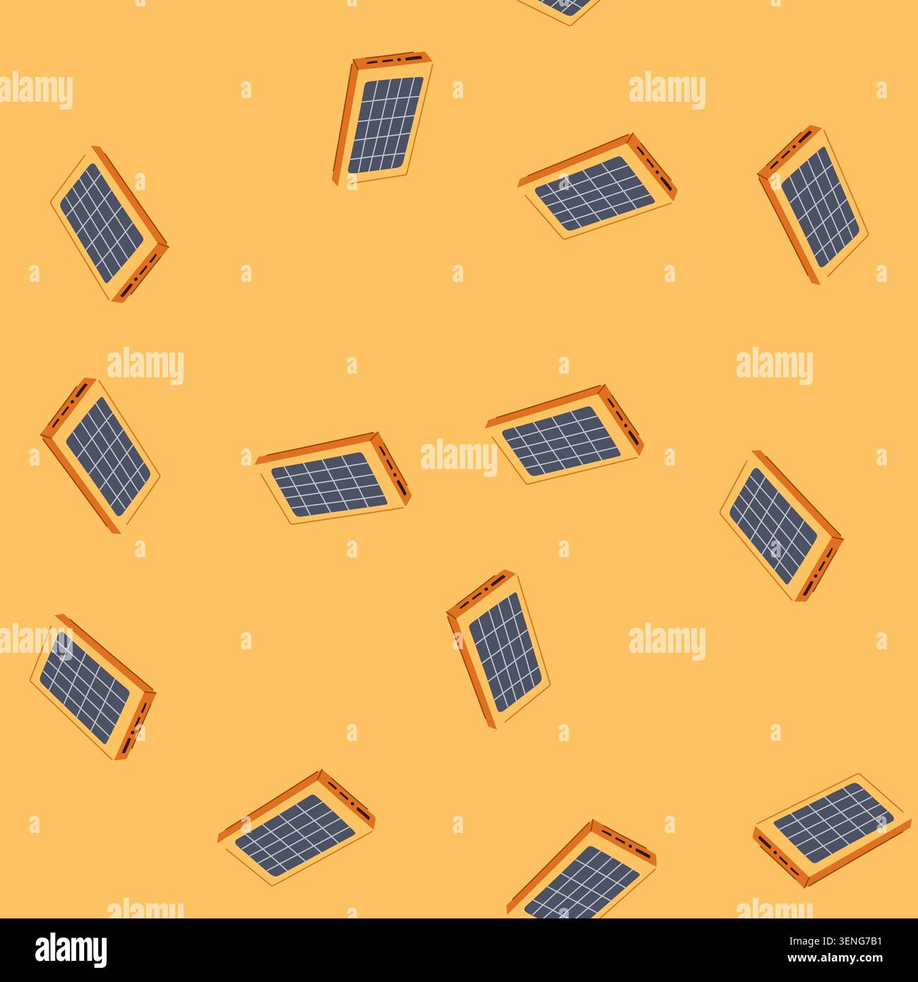 pattern device solar charger cartoon. battery panel, outdoor sustainable, renewable efficient device solar charger sign. seamless vector illustration Stock Vector