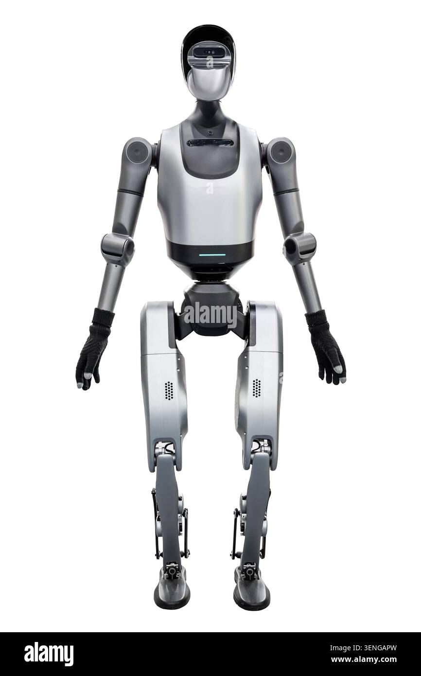 Industrial Robotic Machine isolated on white background. (With clipping path) Stock Photo