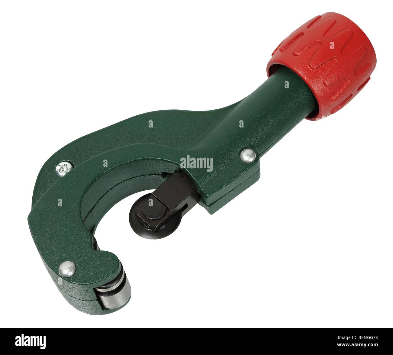 Green pipe cutter isolated on white background Stock Photo