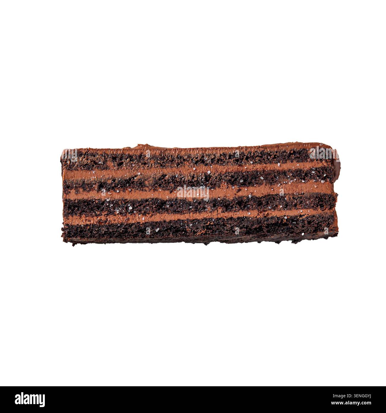 Chocolate layer cake slice isolated on white Stock Photo