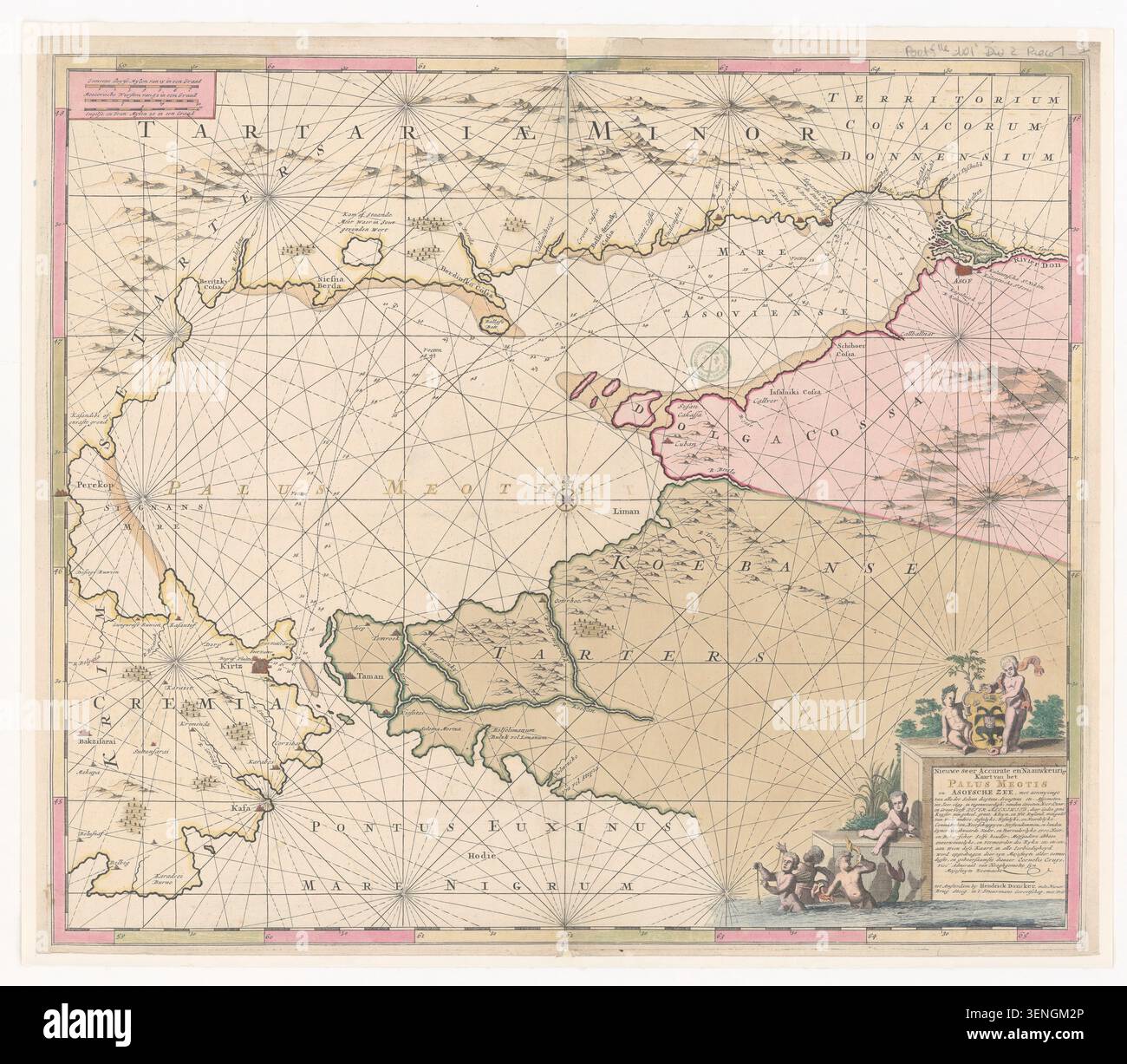 A 1699 map by Cornelis Cruys charts Palus Meotis and the Azov Sea with ...