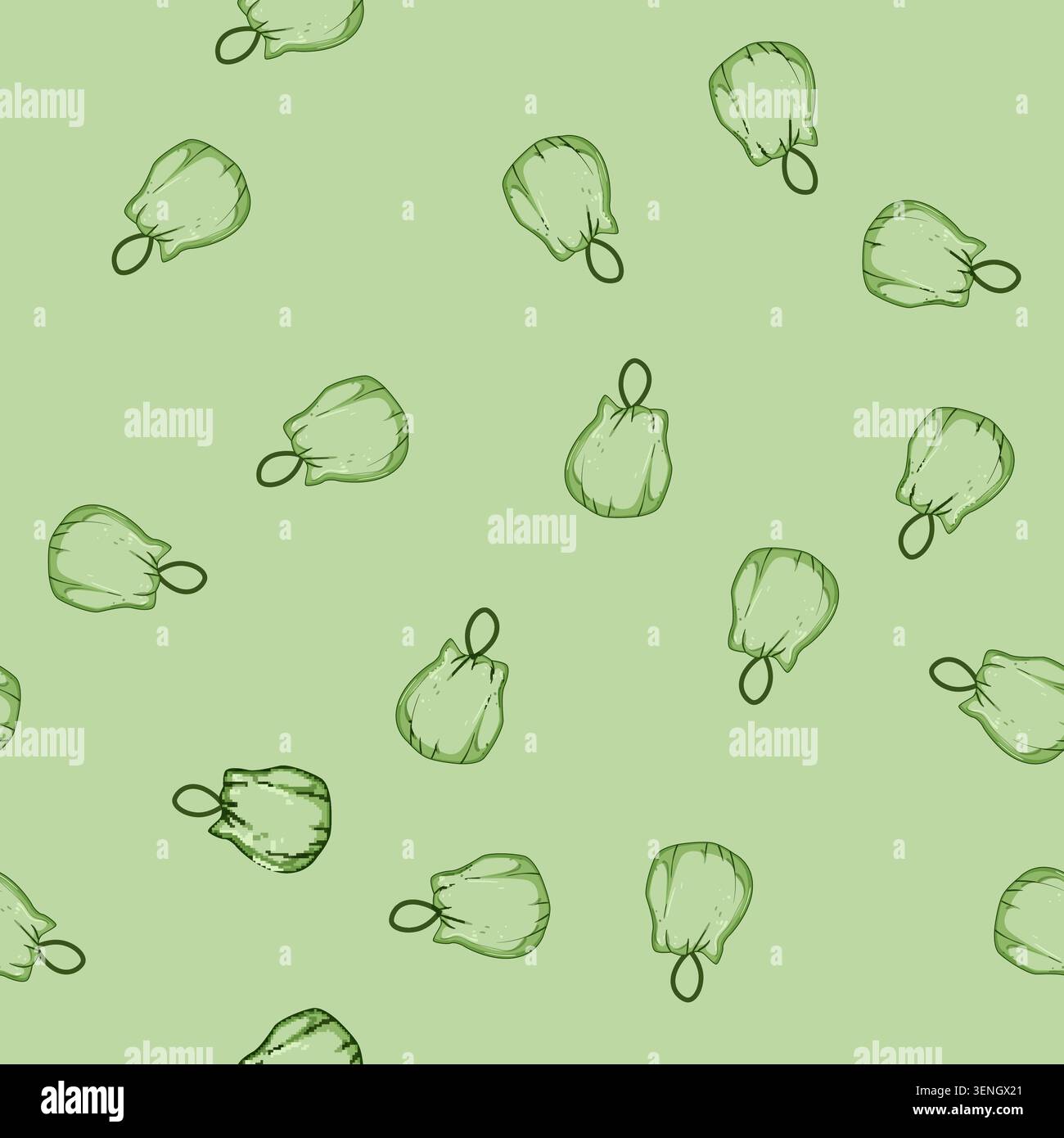 seamless pattern plantbased compostable trash bag cartoon. renewable earthfriendly, disposable degradable, plasticfree zero plantbased compostable tra Stock Vector