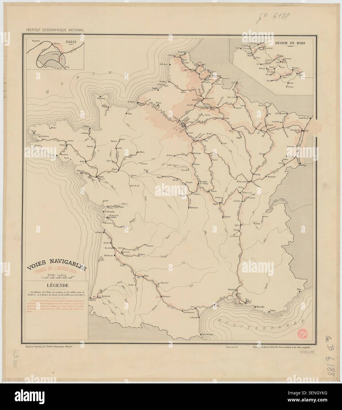 Navigable rivers engraved map france hi-res stock photography and ...