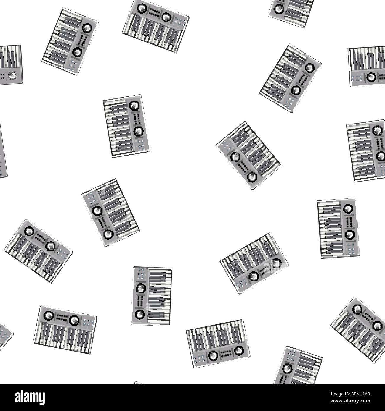 pattern button synthesizer audio cartoon. button synthesizer audio sign vector Stock Vector