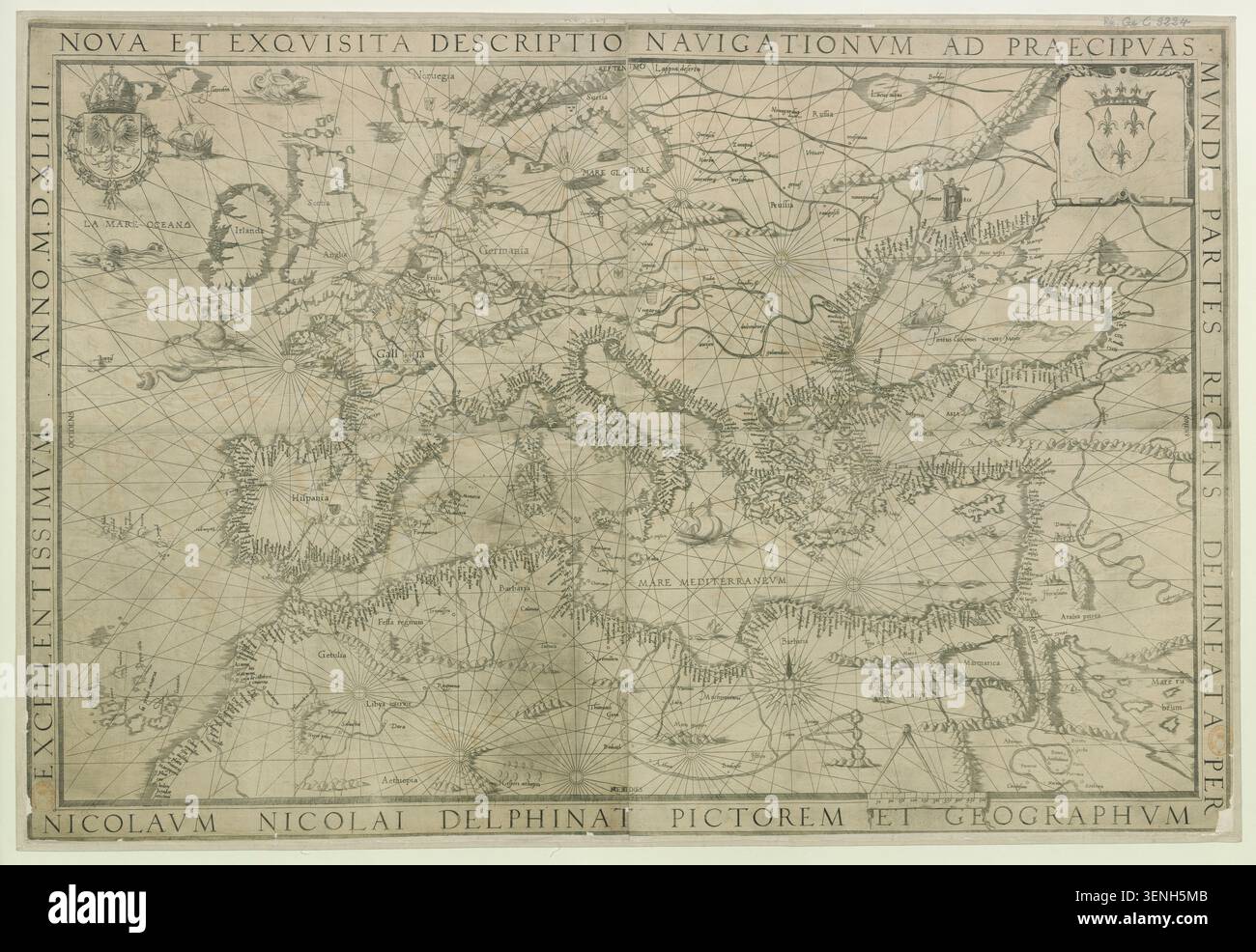 1544 engraved world navigation map hi-res stock photography and images ...