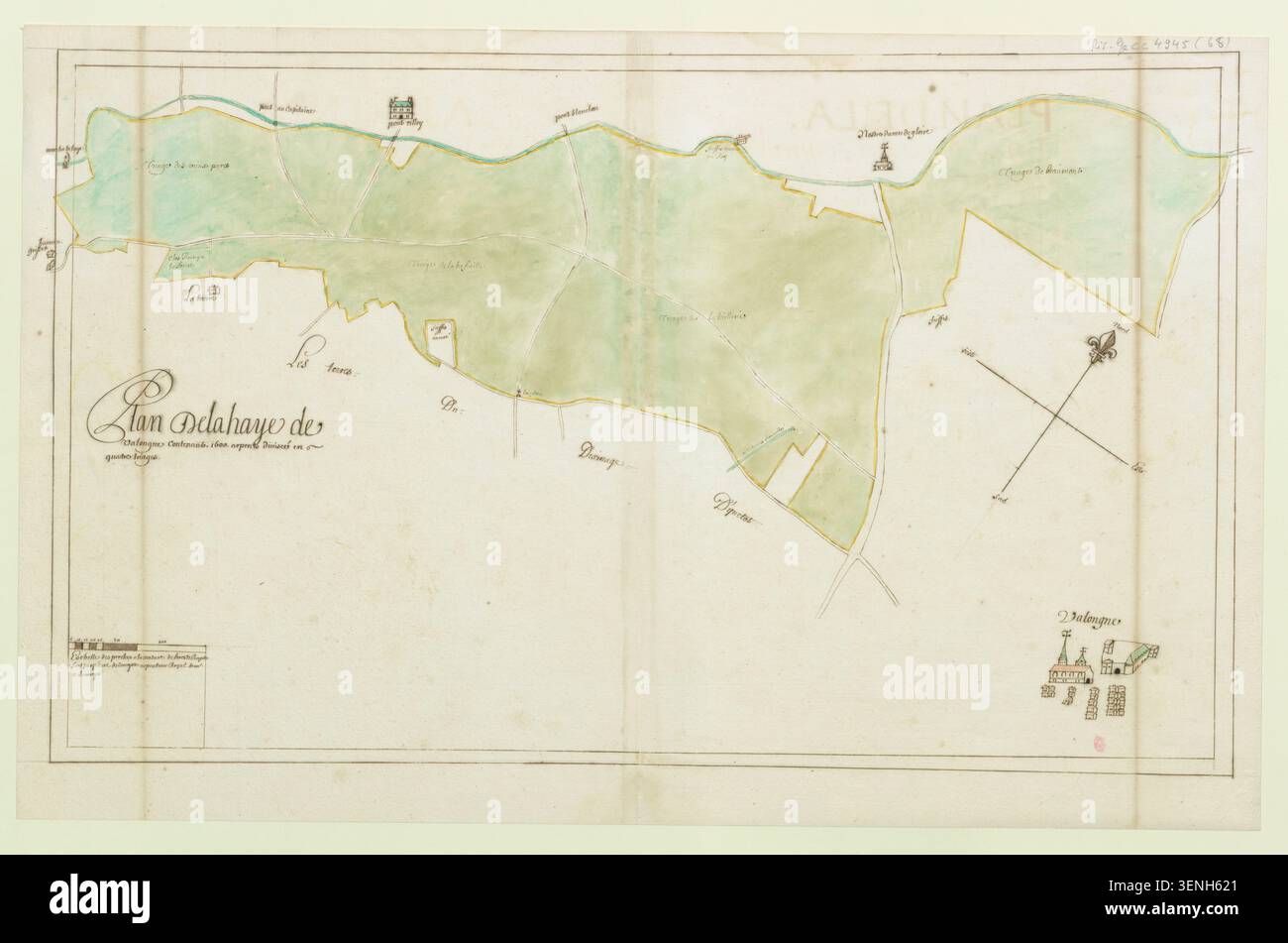 Generalities Map 18th century manuscript map valognes forest survey hi-res stock ...