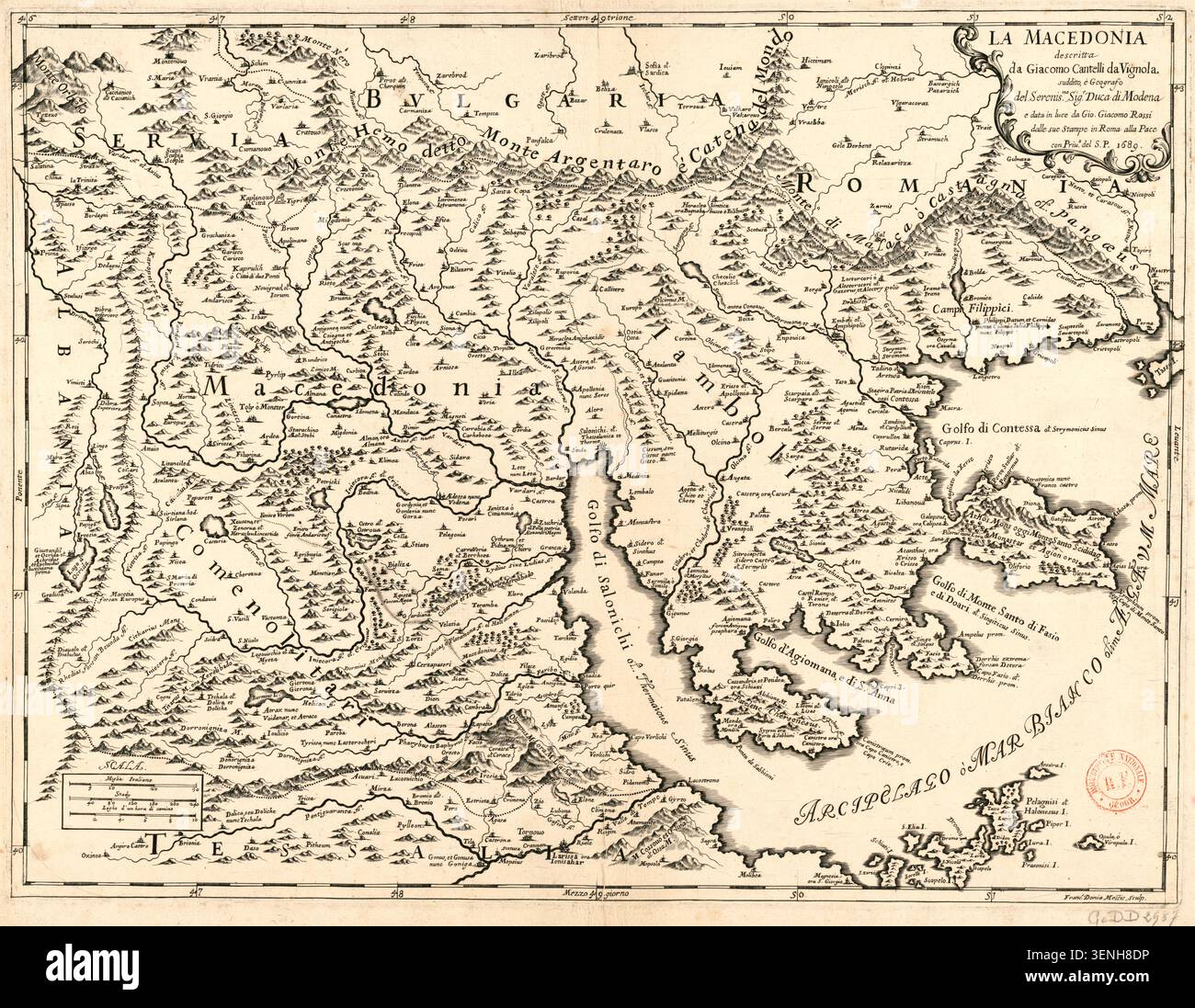 The map by Giacomo Cantelli from 1689 presents Northern Greece and ...