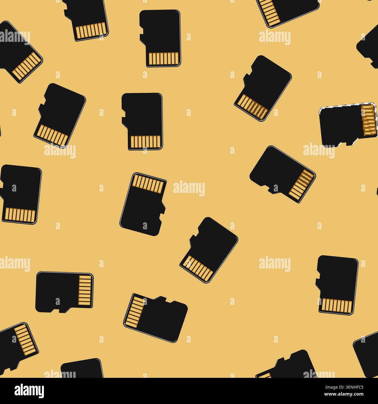 seamless pattern micro memory card cartoon. black sim, pictogram web micro memory card sign vector Stock Vector