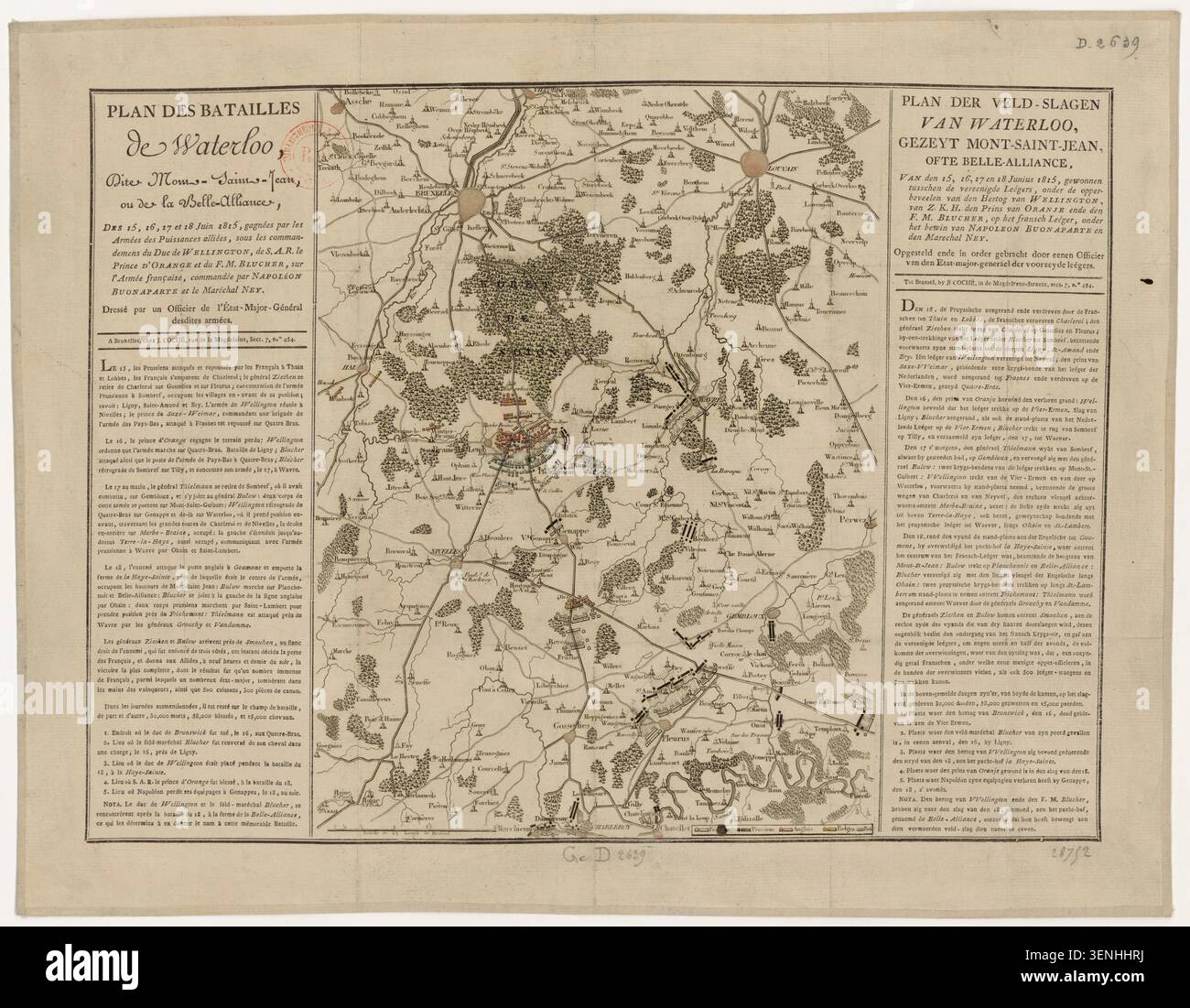 Waterloo Layout The map records troop positions, movements, and battlefield layout of ...